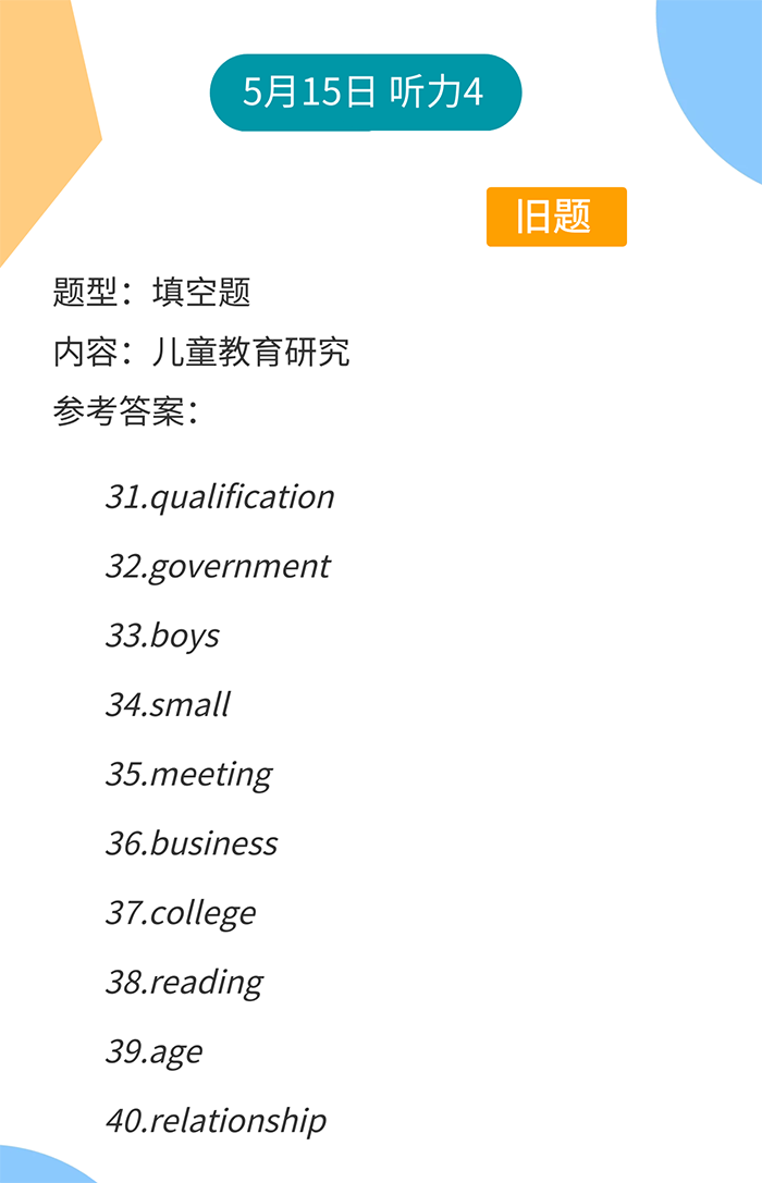 2021年5月15日雅思考试真题机经